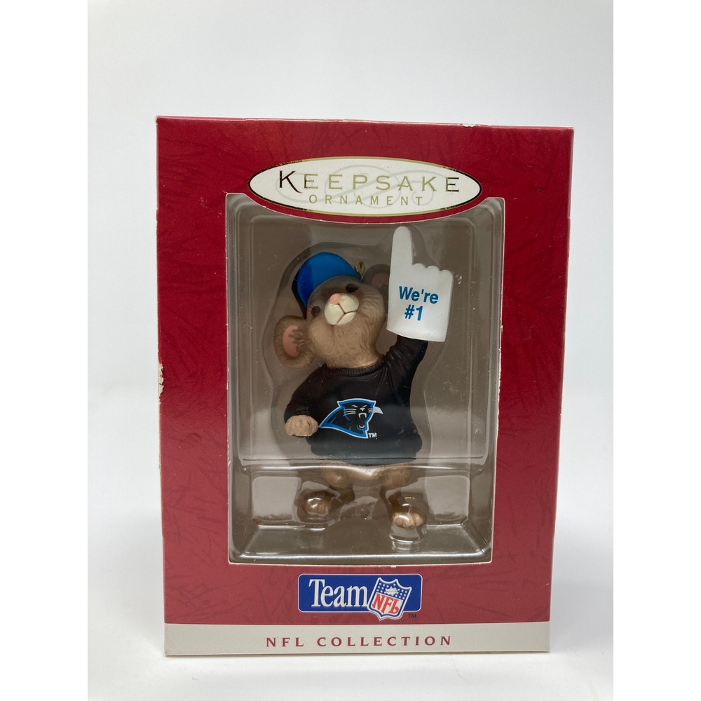 Hallmark Ornament Carolina Panthers Mouse 1996 Black Blue Excellent QSR6374